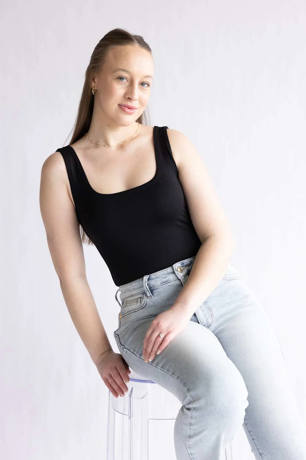 Final Touch Double Layer Tank Top for Women in Black | VT16608-BLACK - Image 2