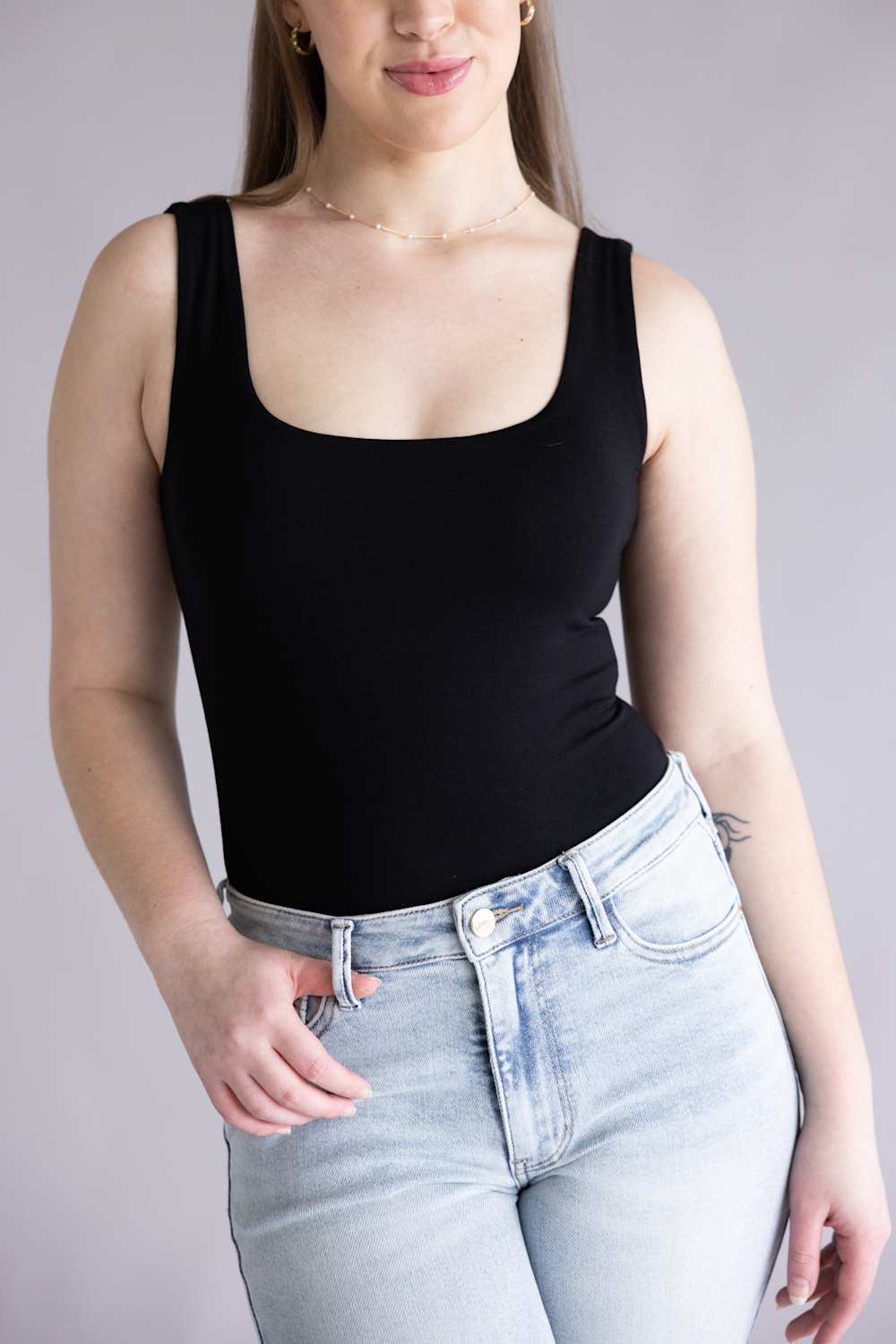 Final Touch Double Layer Tank Top for Women in Black | VT16608-BLACK - Image 3