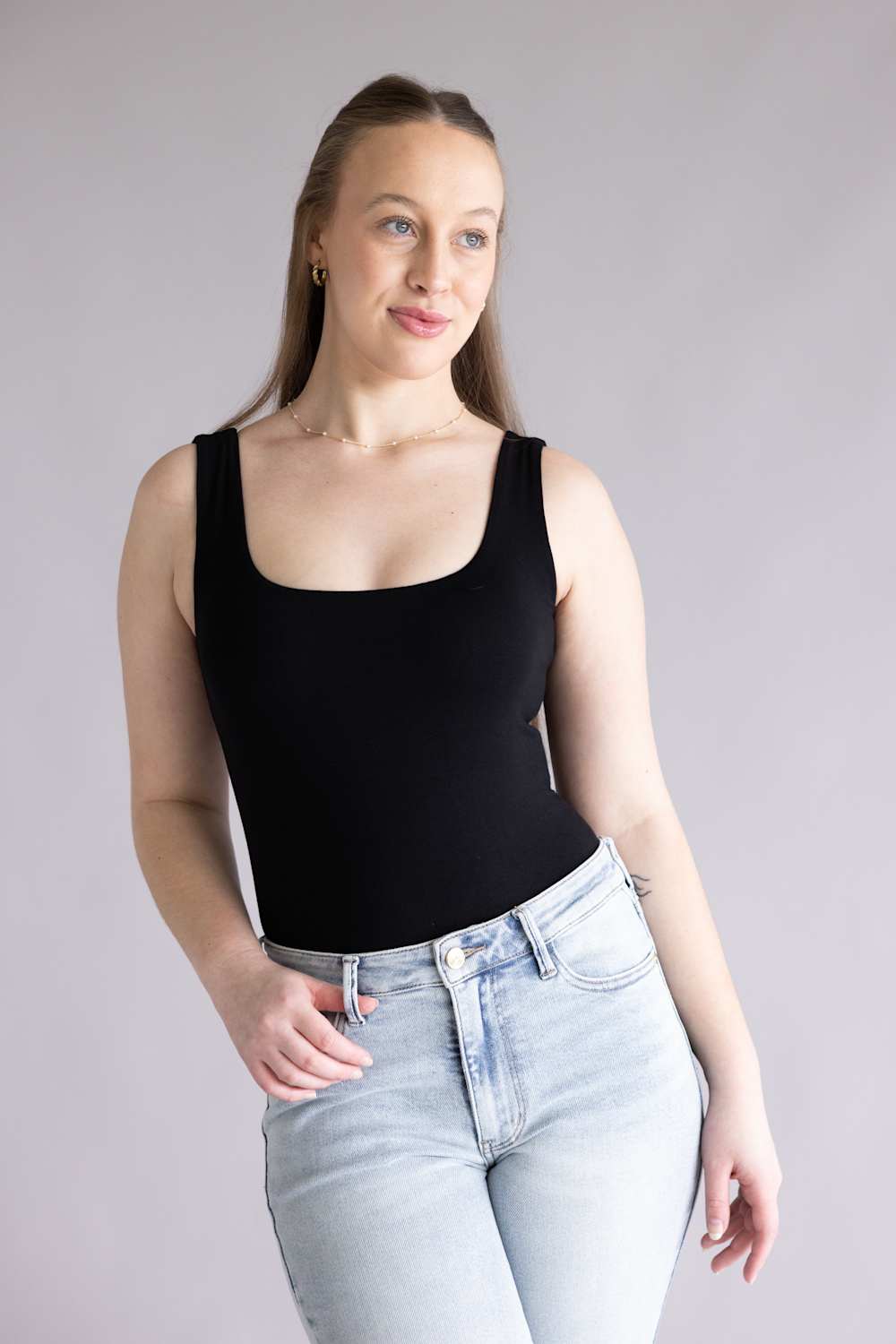 Final Touch Double Layer Tank Top for Women in Black | VT16608-BLACK - Image 5