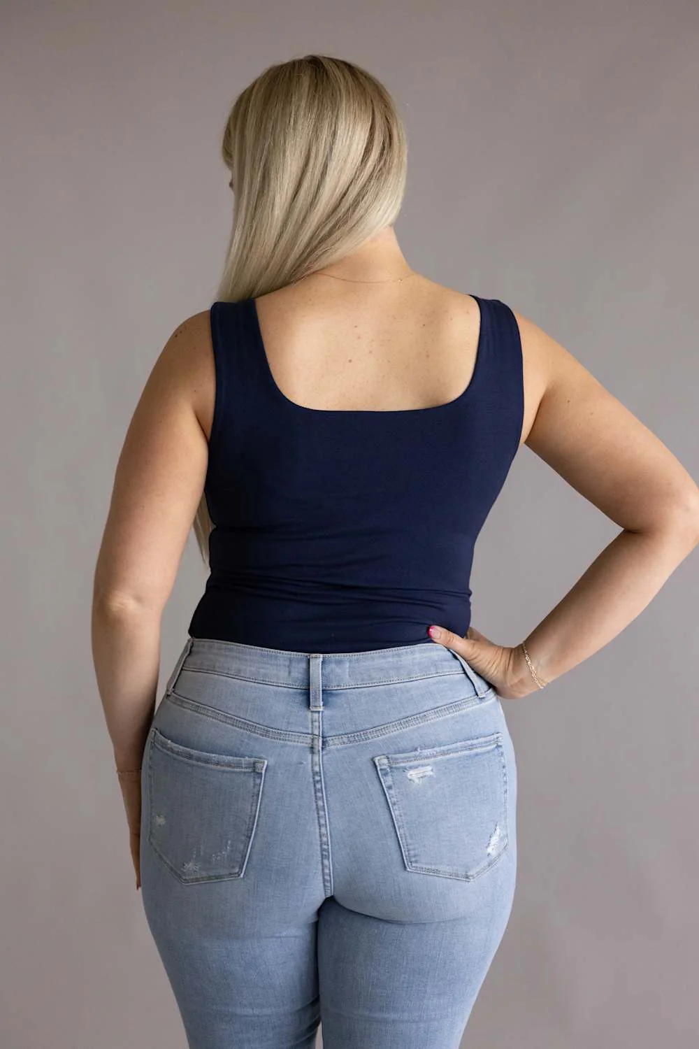 Final Touch Double Layer Tank Top for Women in Navy | VT16608-NAVY - Image 3