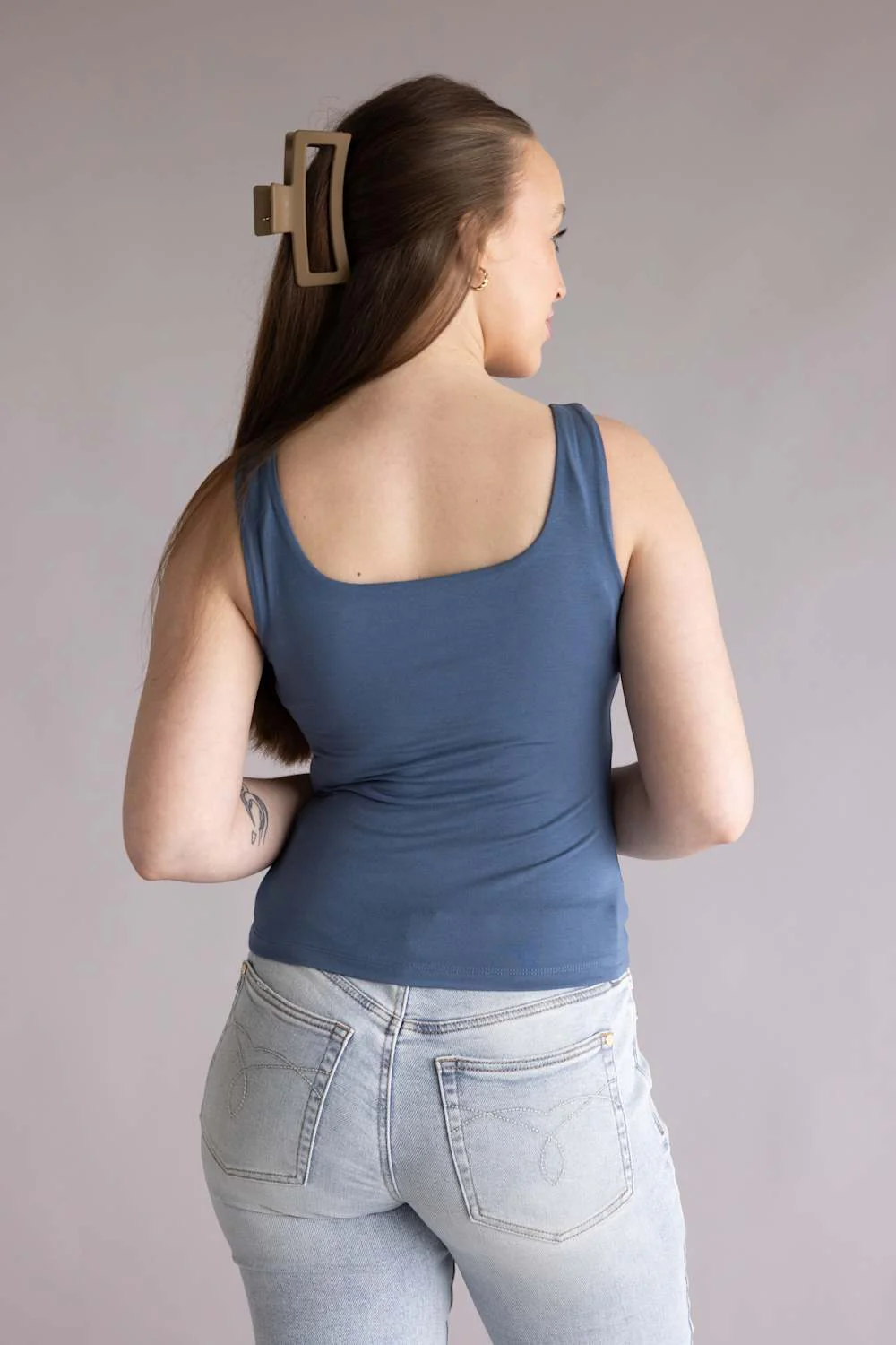 Final Touch Double Layer Tank Top for Women in Slate | VT16608-SLATE - Image 3