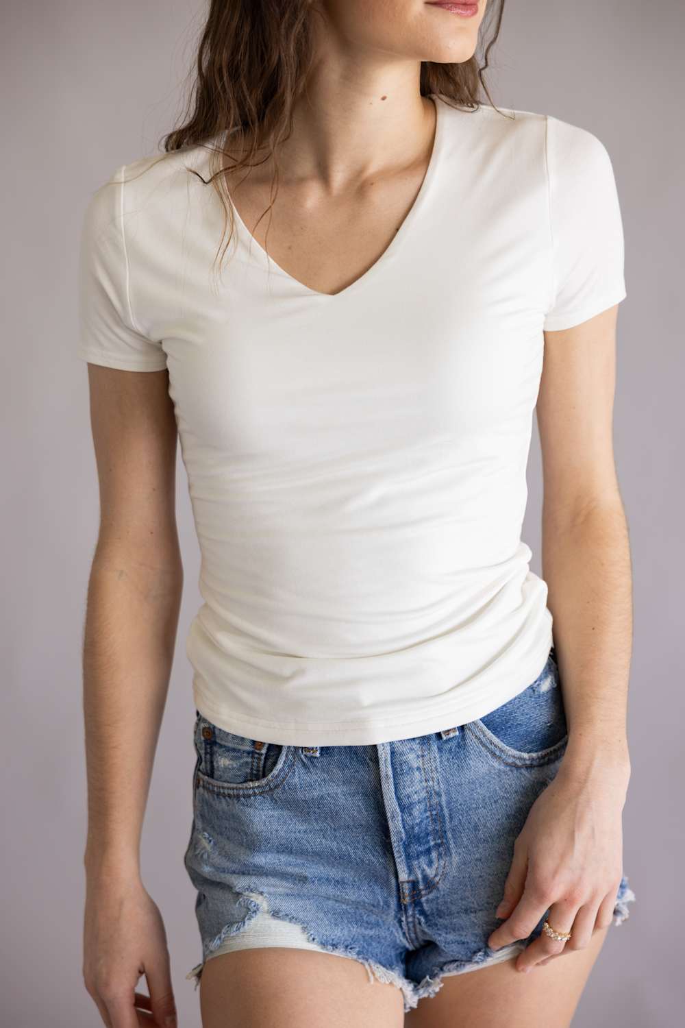 Final Touch Double Layer V-Neck T-Shirt for Women - Image 2
