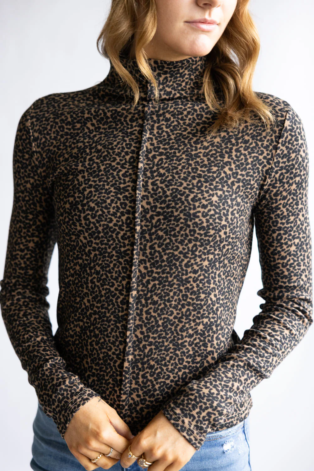 Fitted Knit Top for Women in Leopard | NT12300-MOCHALEOPARD - Image 2