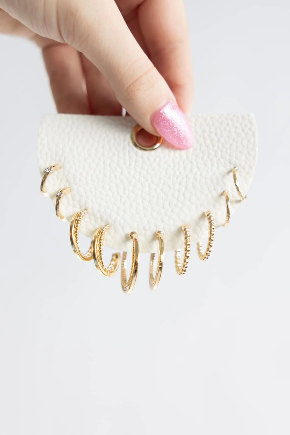 Five Pair Hoop Earrings Set for Women in Gold | JED087 GDCRY - Image 3