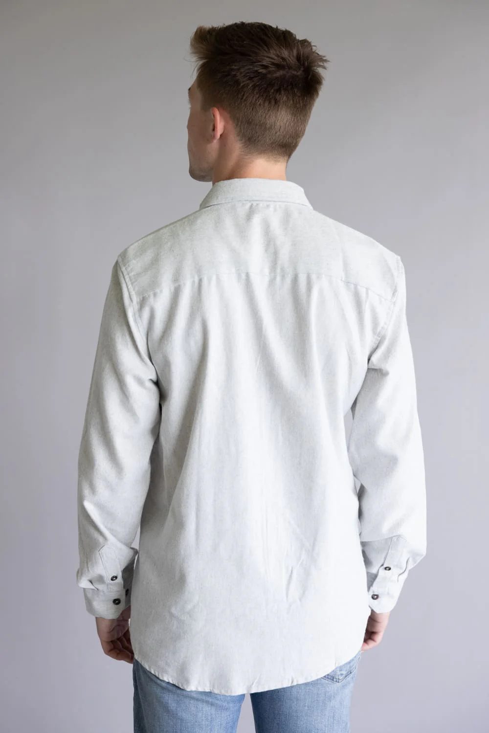 Solid Flannel Shirt for Men in Heather Grey | TT8285GL-HEATHERGREY - Image 2