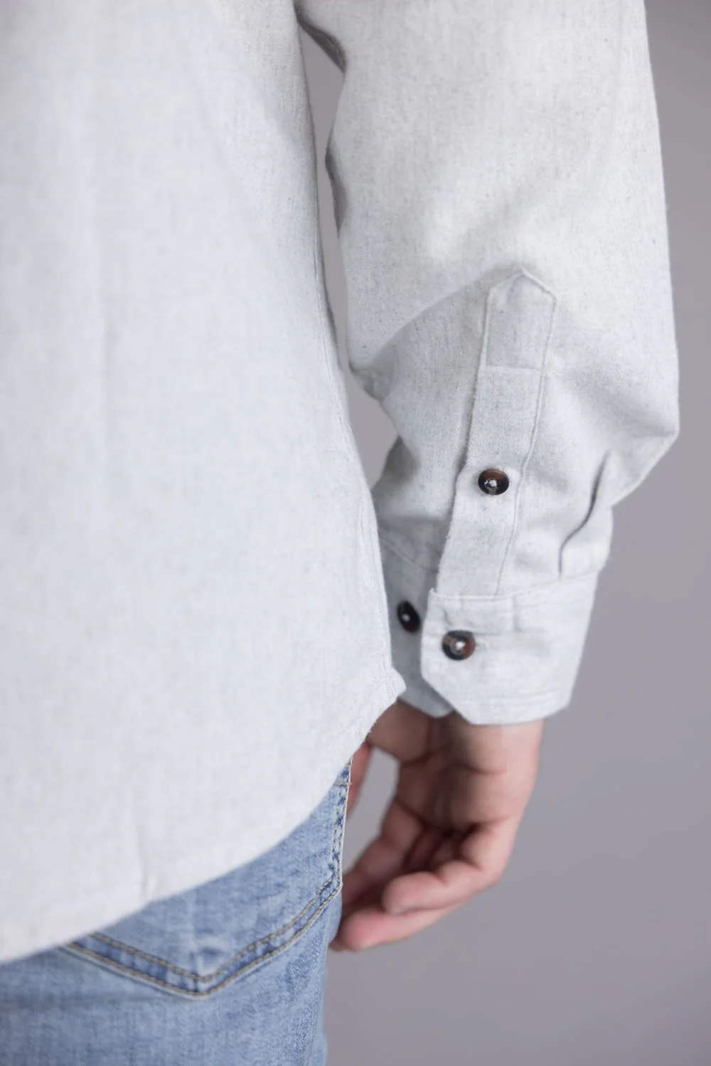 Solid Flannel Shirt for Men in Heather Grey | TT8285GL-HEATHERGREY - Image 4