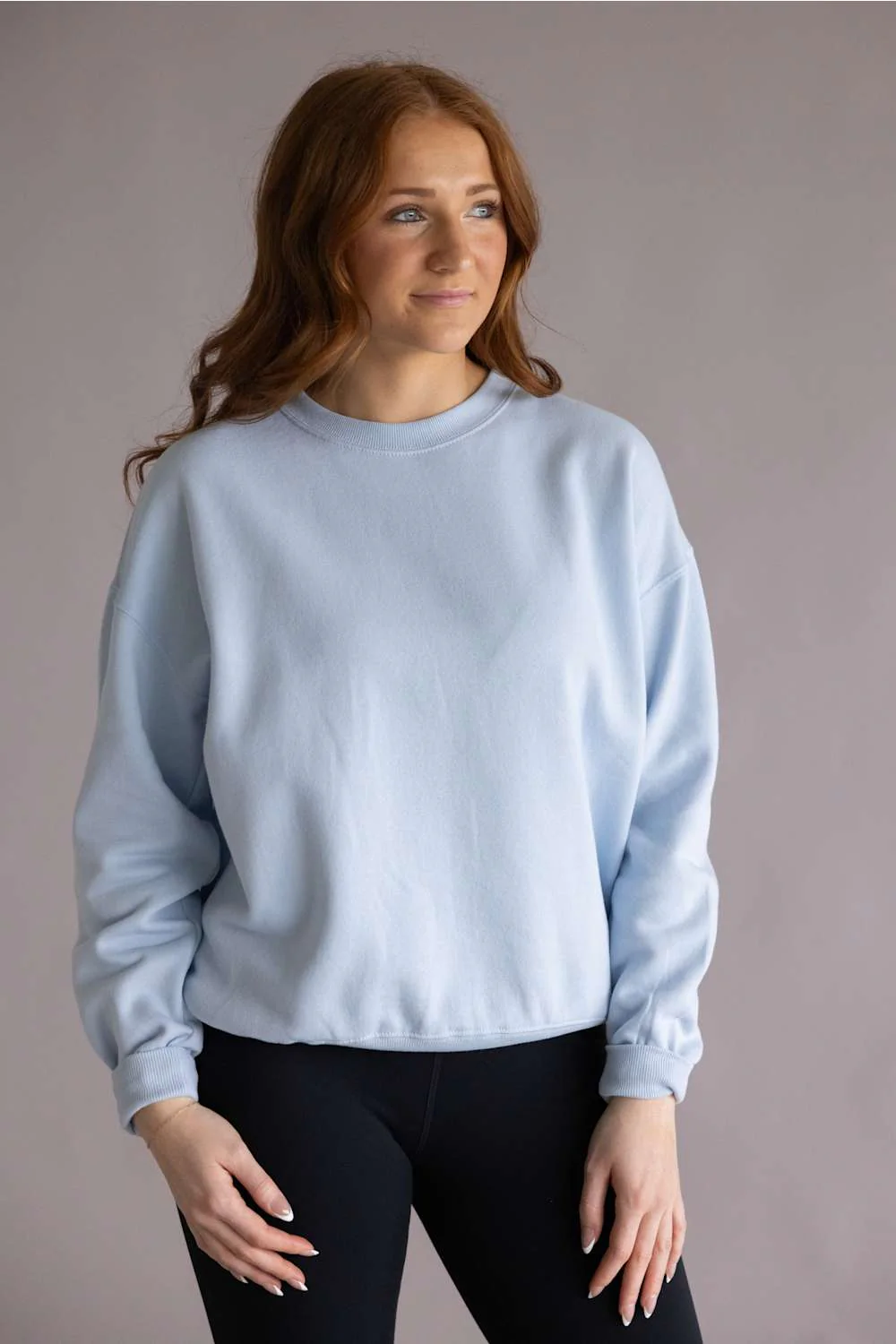 Fleece Crewneck for Women in Baby Blue | T050-BABY-BLUE - Image 3