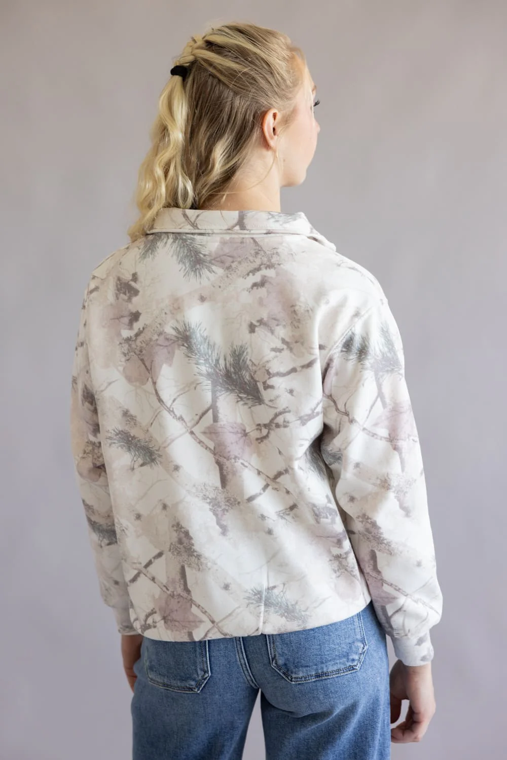 Fleece Half Zip Sweatshirt for Women in Pink Camo | JK434-PINKCAMO - Image 3