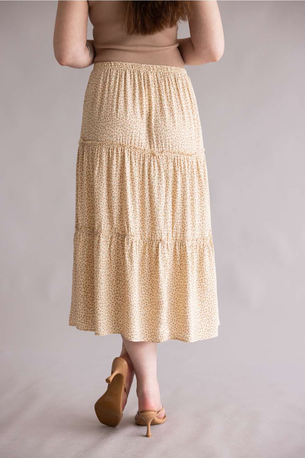 Floral Tiered Midi Skirt for Women in Natural | 71173-NATURAL - Image 3