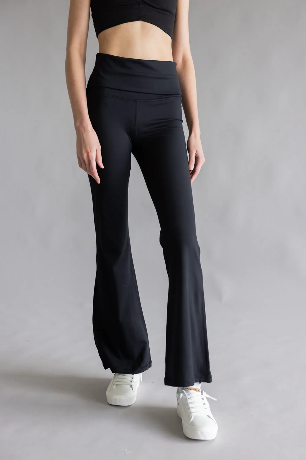 Florence Fold Over Flare Leggings for Women in Black | PY79559-W01-BLACK - Image 3