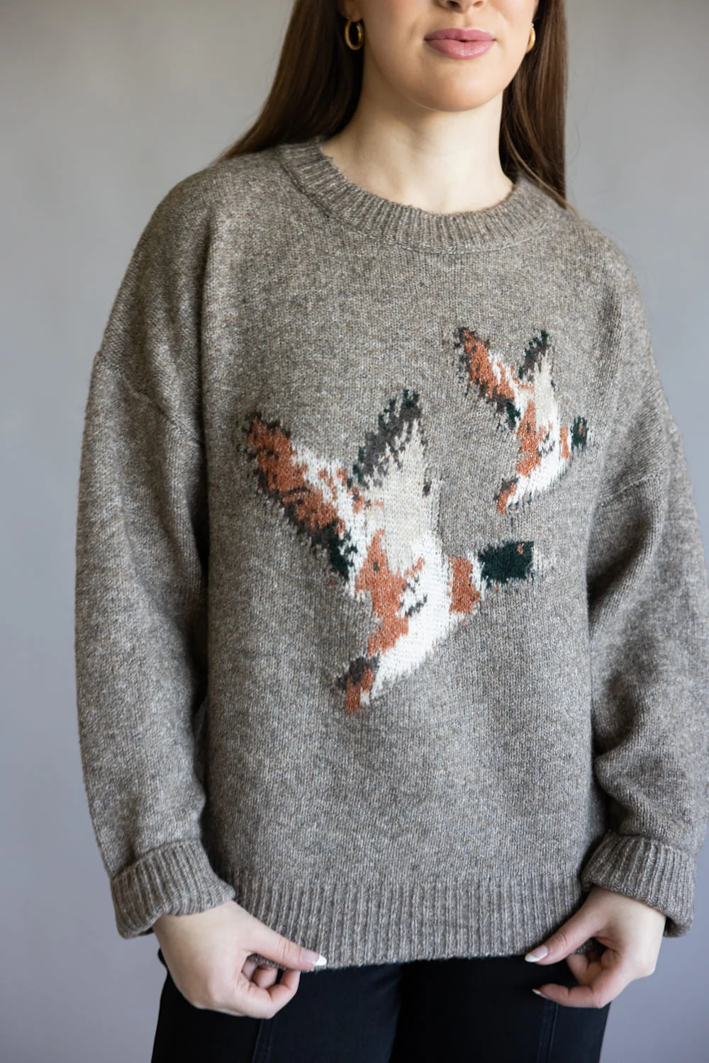 Bailey Rose Flying Duck Knit Sweater for Women in Mocha | BRW0280-44-MOCHA - Image 2