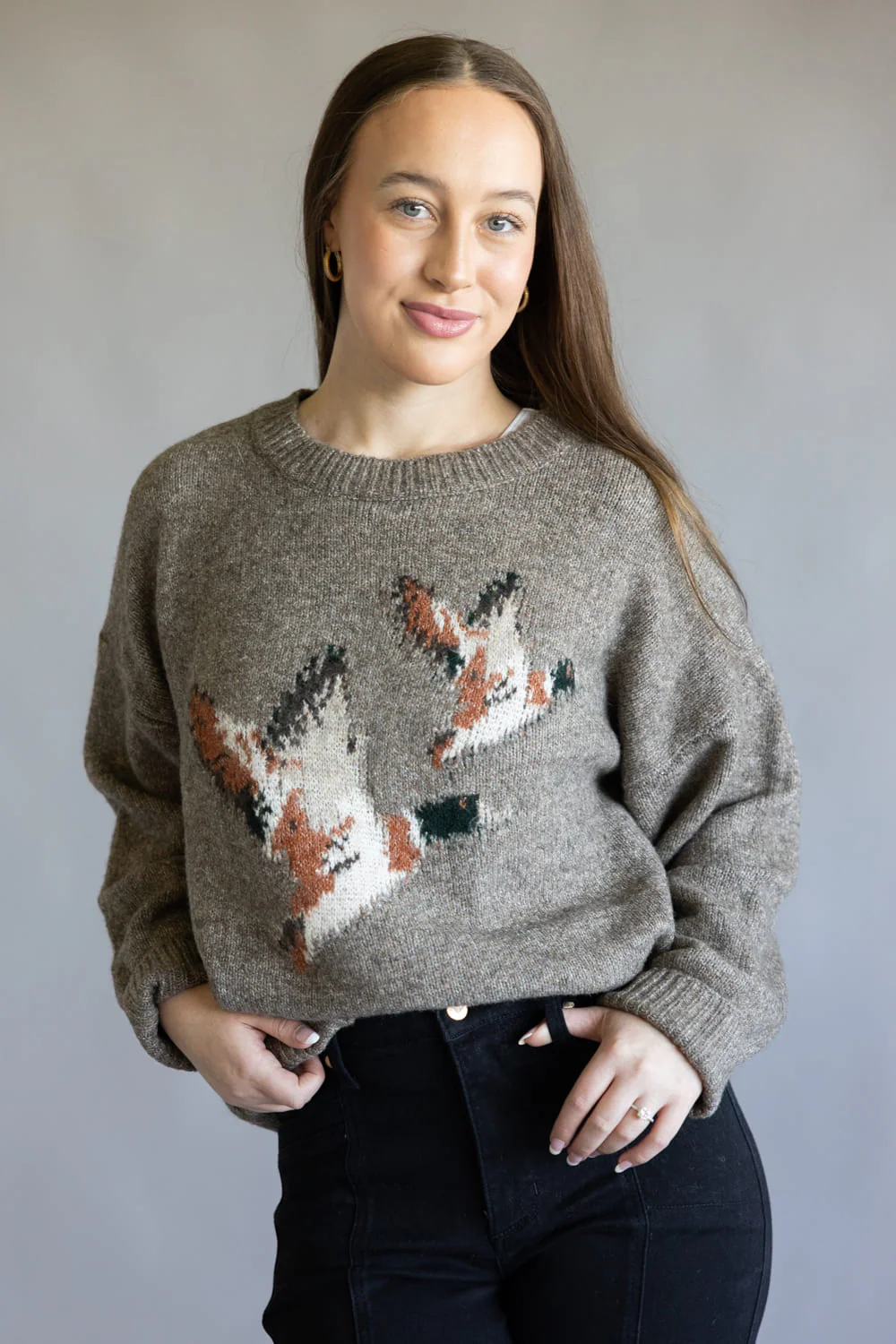 Bailey Rose Flying Duck Knit Sweater for Women in Mocha | BRW0280-44-MOCHA - Image 3