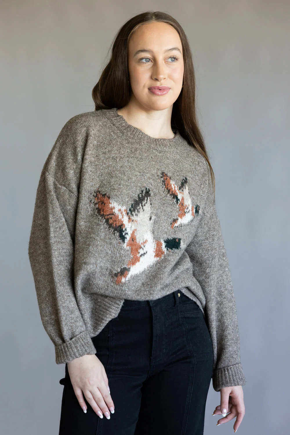 Bailey Rose Flying Duck Knit Sweater for Women in Mocha | BRW0280-44-MOCHA - Image 5