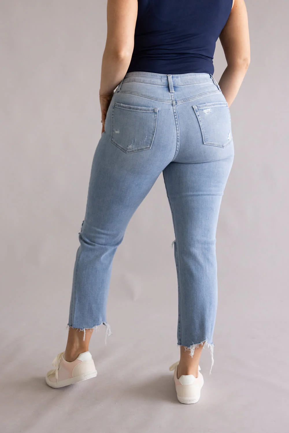 Flying Monkey High Rise Cropped Slim Straight Leg Jeans for Women | Y3118N - Image 3