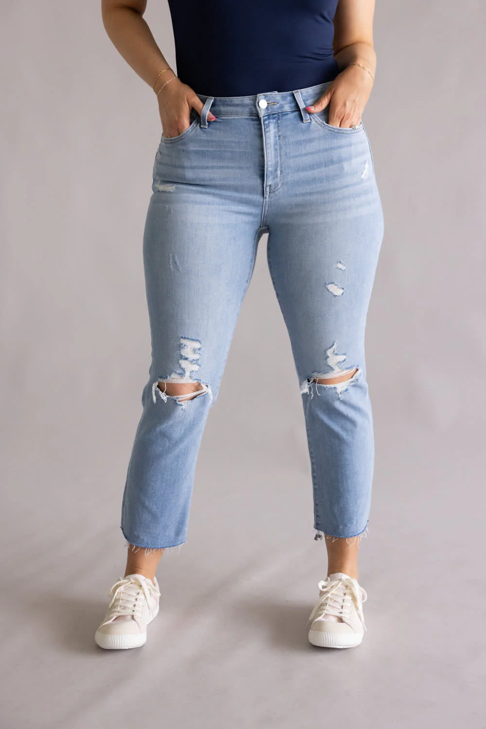 Flying Monkey High Rise Cropped Slim Straight Leg Jeans for Women | Y3118N - Image 4
