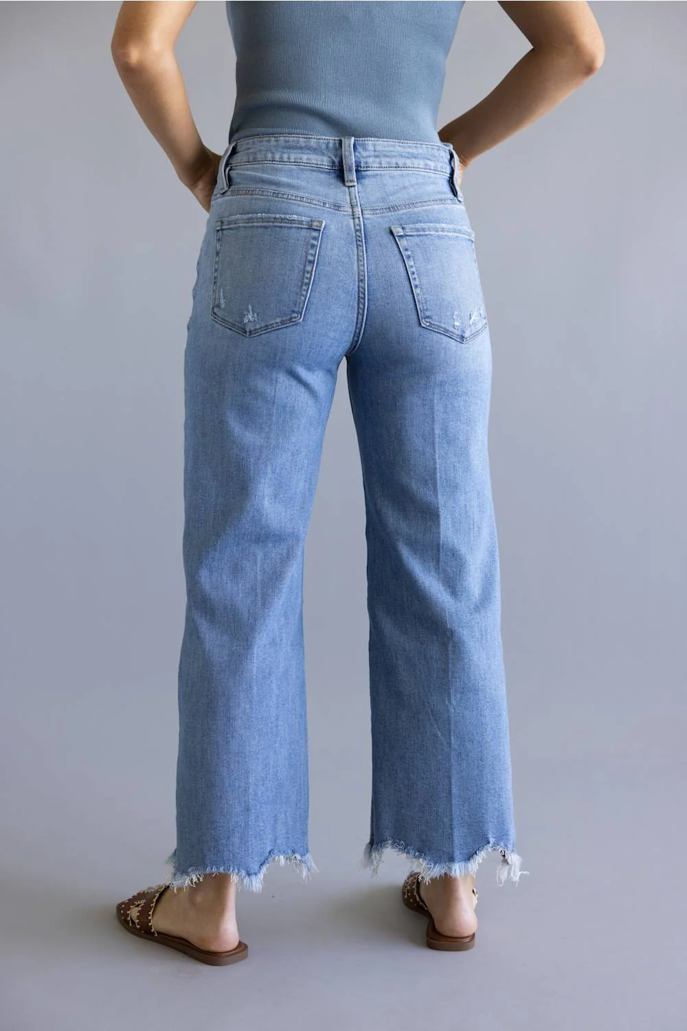 Flying Monkey High Rise Cropped Slim Wide Leg Jeans for Women  | F6243LT - Image 3