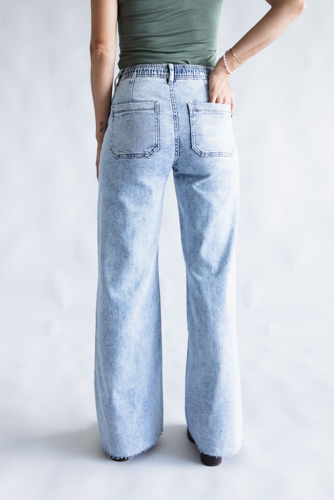 Flying Monkey High-Rise Drawstring Wide Leg Jeans for Women | F6065 - Image 3