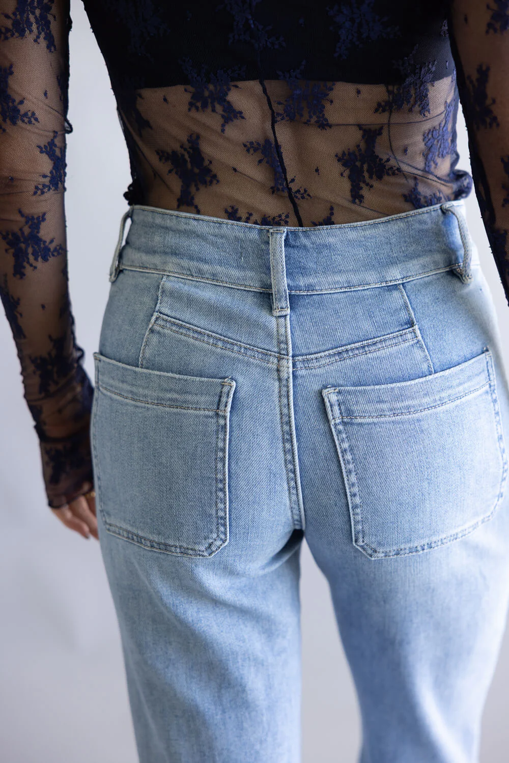 Flying Monkey High-Rise Patch Pocket Flare Jeans for Women | F5655 - Image 5
