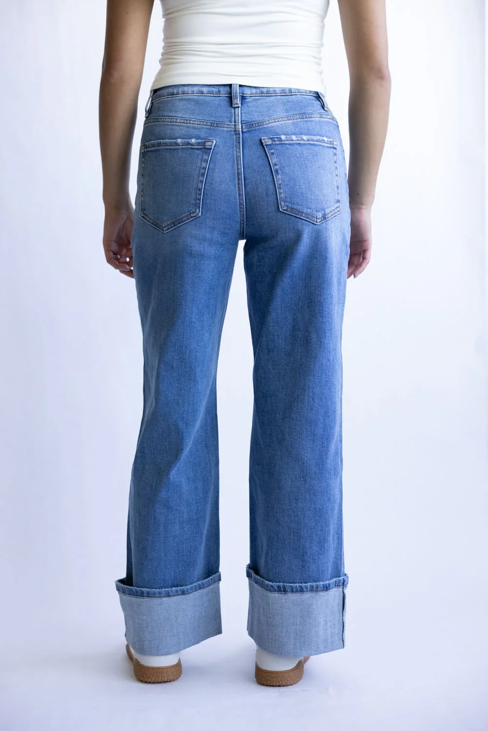 Flying Monkey Joysome High Rise Baggy Cuffed Wide Leg Jeans for Women | F5856 - Image 7