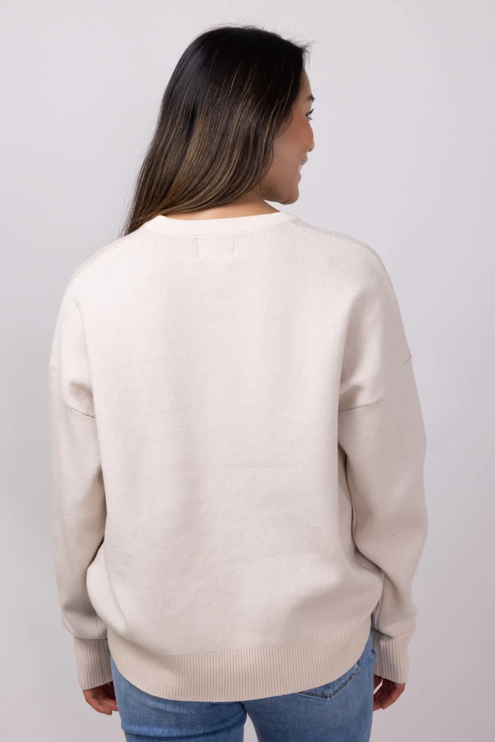 Football Graphic Sweater for Women in Cream | GW18FB-CRMBRN - Image 2