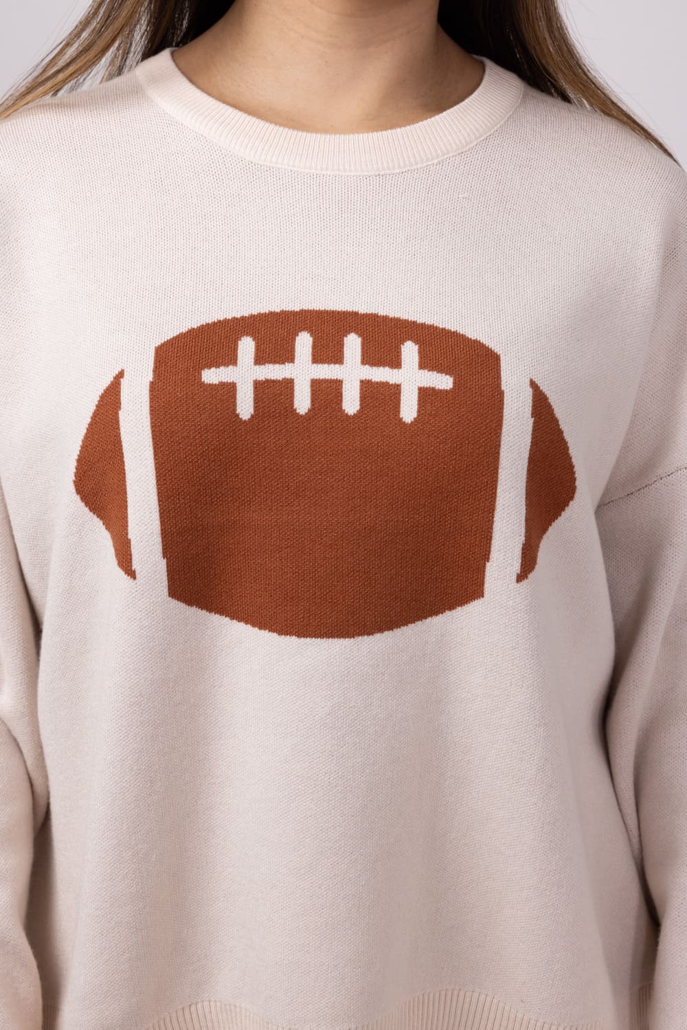 Football Graphic Sweater for Women in Cream | GW18FB-CRMBRN - Image 4