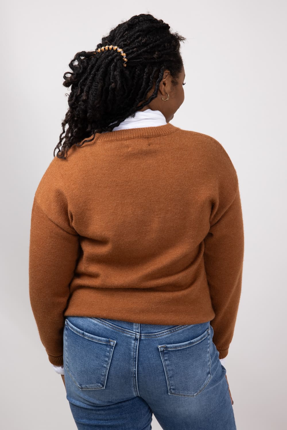 Football Knit Sweater for Women in Brown | GW22FB-BRN - Image 2