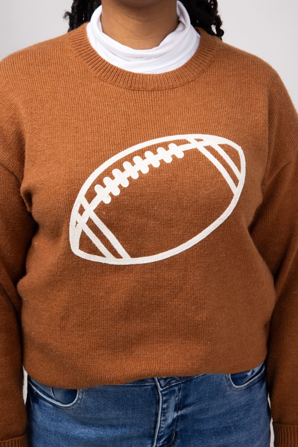 Football Knit Sweater for Women in Brown | GW22FB-BRN - Image 3