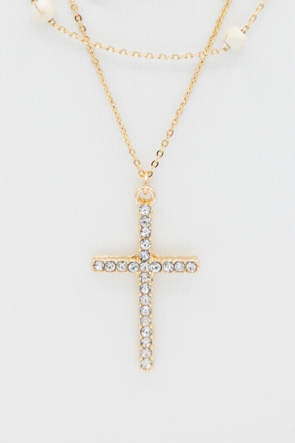 Four Layer Cross Necklace Set in Gold | QNC302GDHOW - Image 3