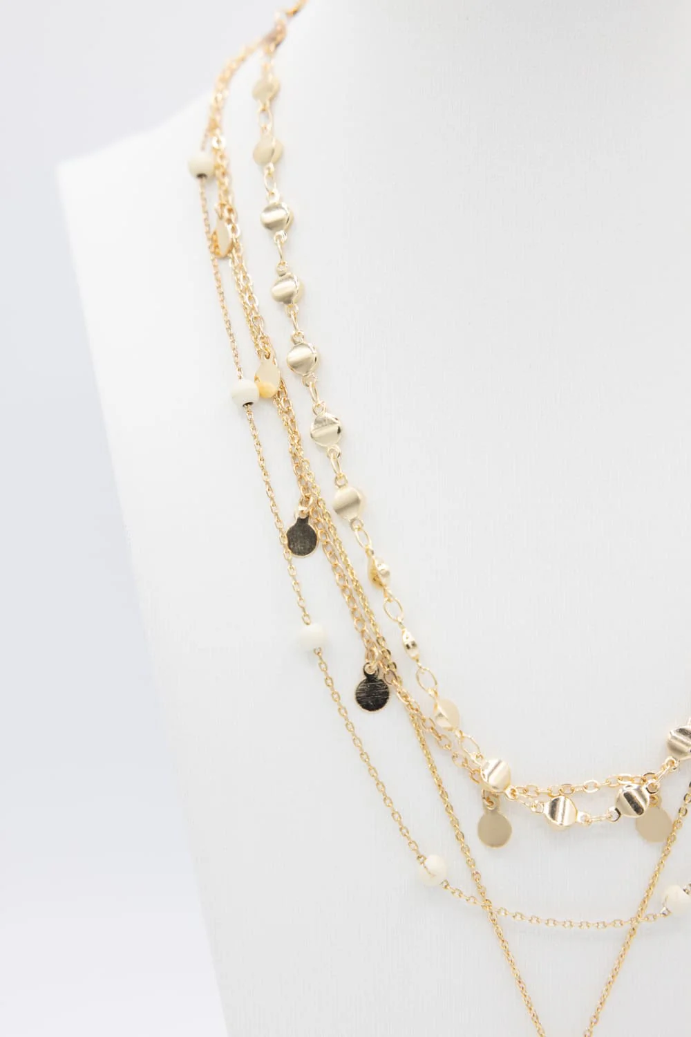 Four Layer Cross Necklace Set in Gold | QNC302GDHOW - Image 4