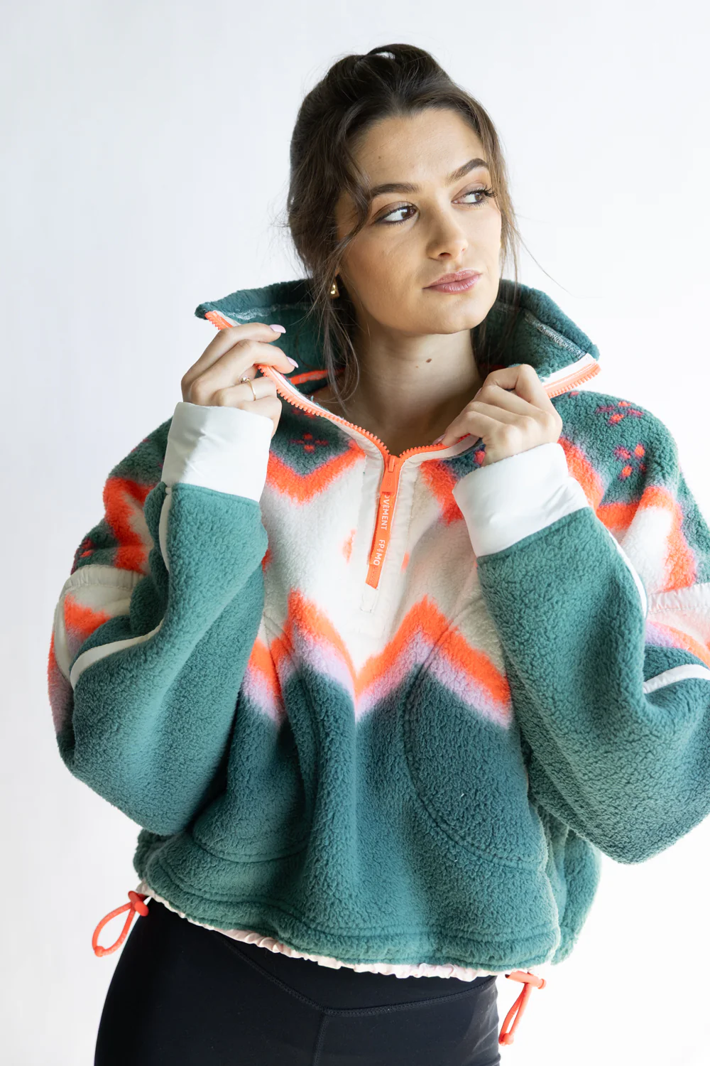 FP Movement Printed Mountain High ½ Zip Fleece for Women in Green Glow | OB2356753-GREENGLOW - Image 5