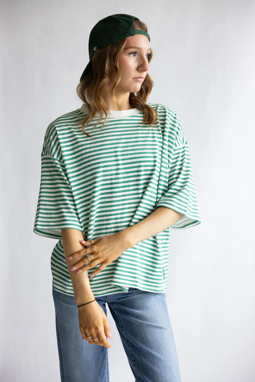 FP Movement Tackle Stripe Tee for Women in Court Stripe Green | OB2199267-GREENGLOW - Image 2