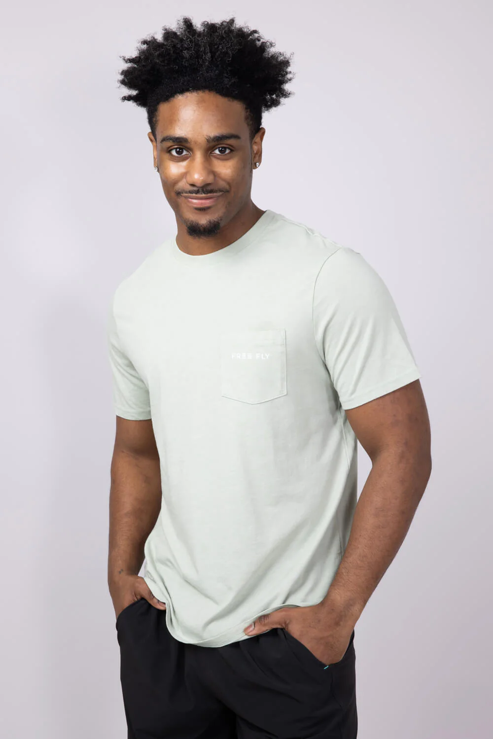 Free Fly Channel Markers Pocket T-Shirt for Men in Heather Desert Sage | MGRCHN529-SAGE - Image 4