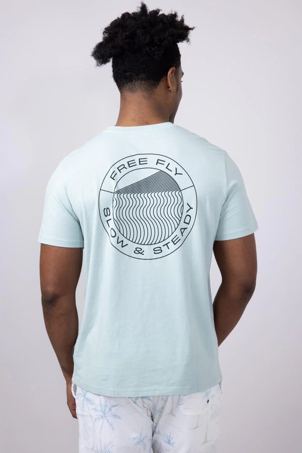 Free Fly Slow & Steady Pocket T-Shirt for Men in Heather Ocean Mist | MGSLOW446-OCEAN - Image 3