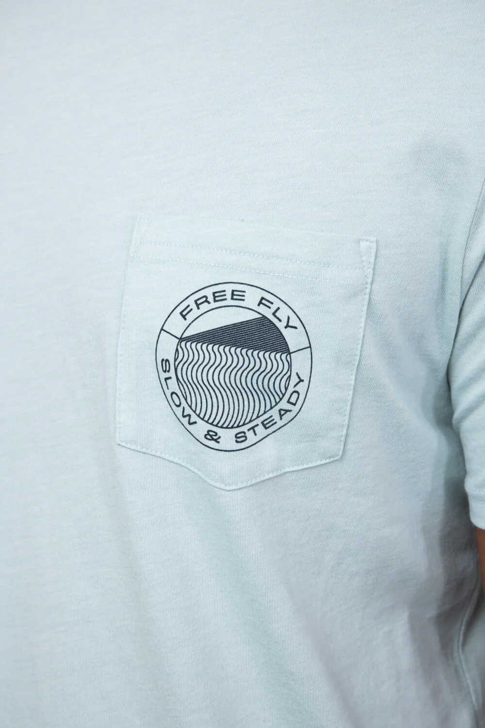 Free Fly Slow & Steady Pocket T-Shirt for Men in Heather Ocean Mist | MGSLOW446-OCEAN - Image 4