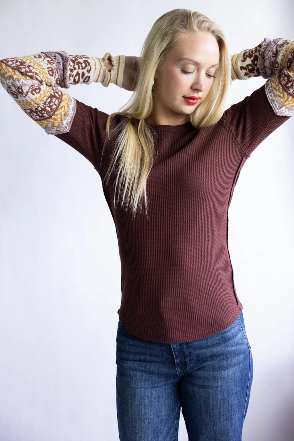 Free People All In Cuff Top for Women in Chocolate Combo | OB2050517-2250-CHOCOLATECOMBO - Image 4
