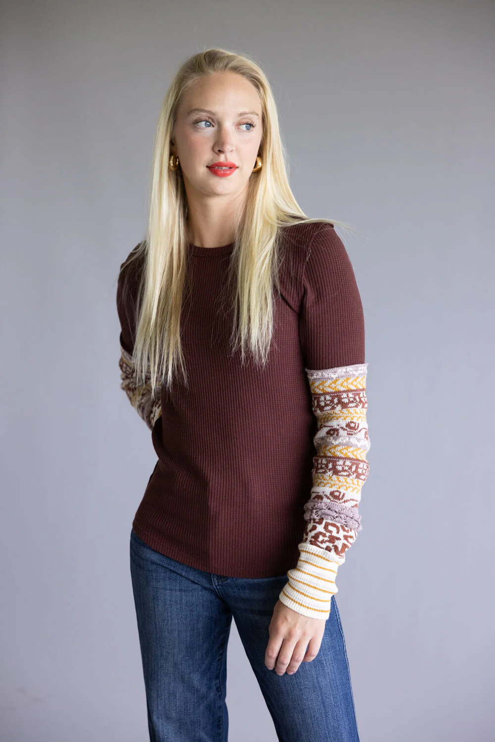 Free People All In Cuff Top for Women in Chocolate Combo | OB2050517-2250-CHOCOLATECOMBO - Image 6