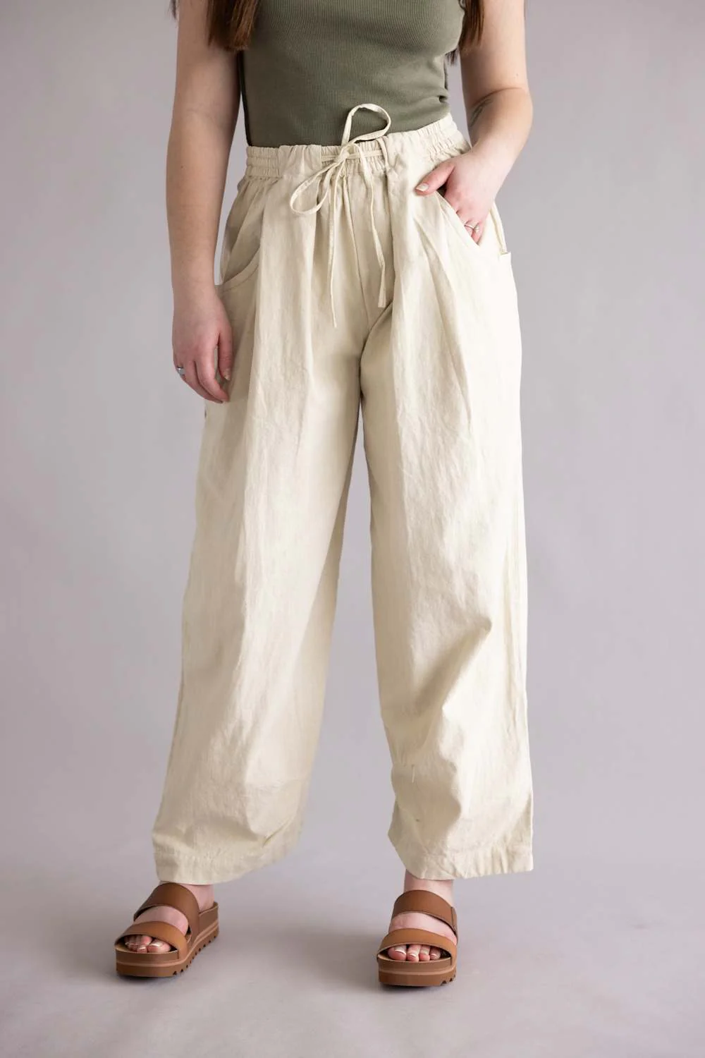 Free People Chambers Laidback Pull-On Pants for Women in Summer Sand | OB2439337-1102