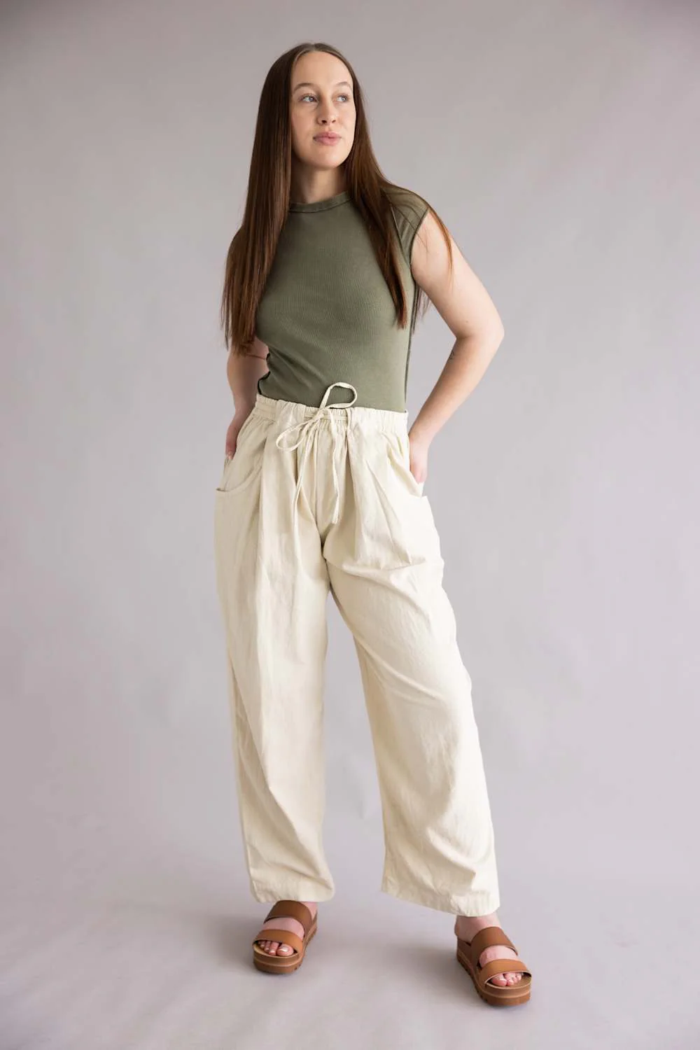 Free People Chambers Laidback Pull-On Pants for Women in Summer Sand | OB2439337-1102 - Image 2