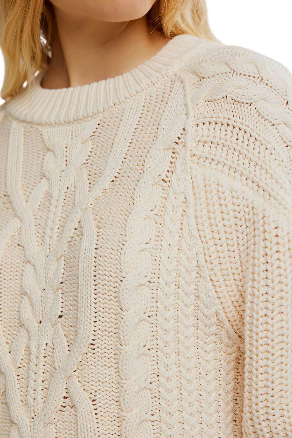 Free People Frankie Cable Sweater for Women in Buttercream | OB1790202-1124-BUTTERCREAM - Image 3