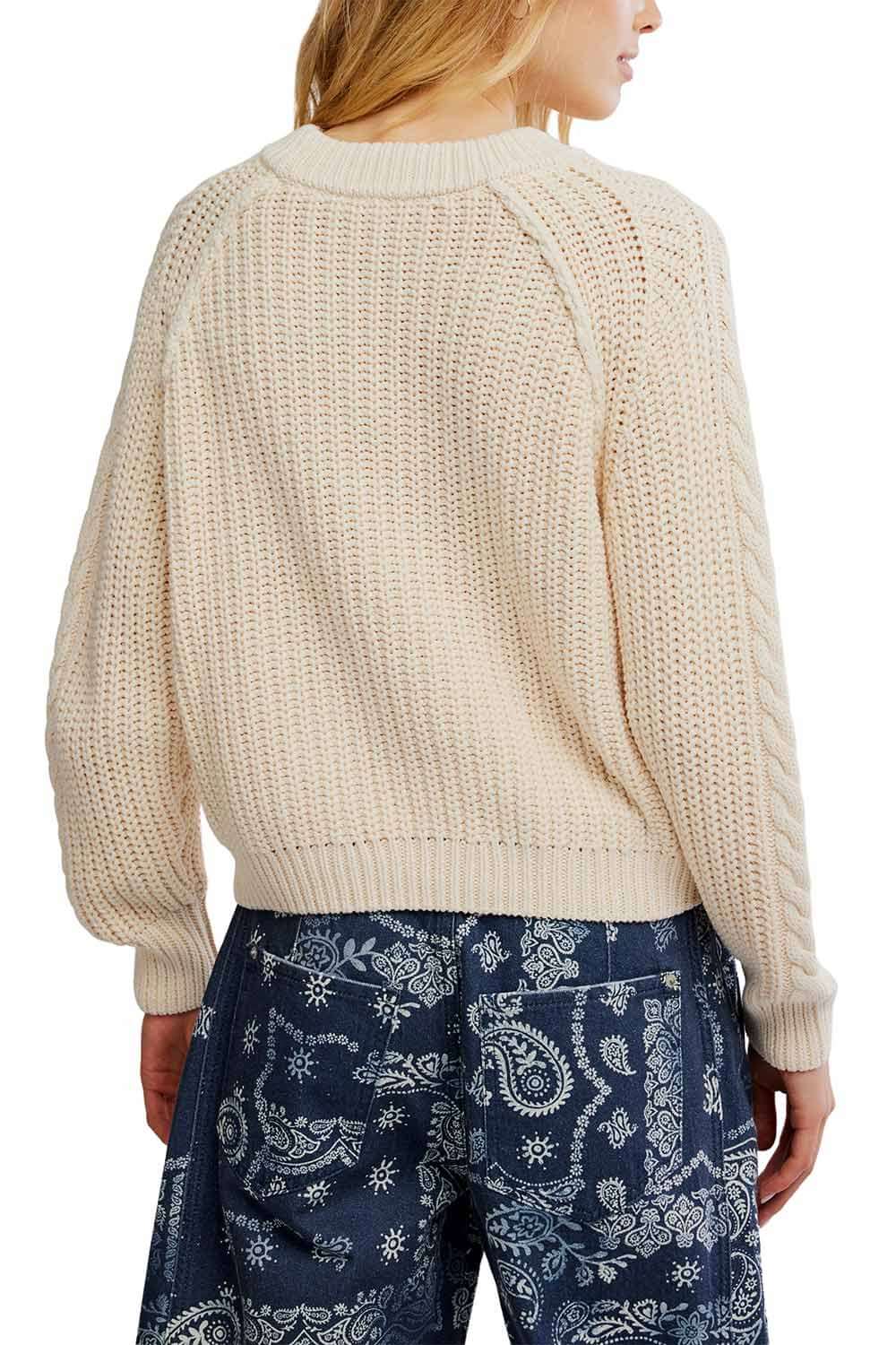 Free People Frankie Cable Sweater for Women in Buttercream | OB1790202-1124-BUTTERCREAM - Image 5