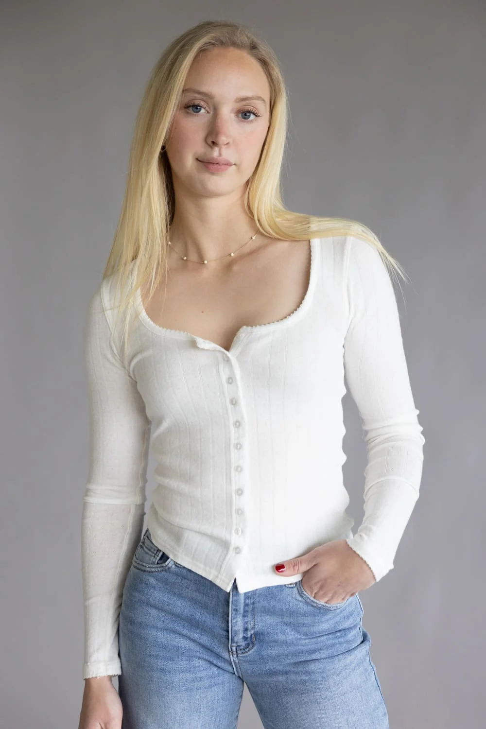 Free People Intimately End Game Pointelle Top for Women in Sugar Swizzle | OB2412317-1103-SUGARSWIZZLE - Image 2