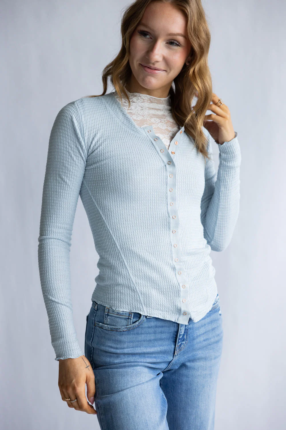 Free People Intimately Going Places Cardi for Women in Pearl Blue | OB2069818-4021-PEARLBLUE - Image 2