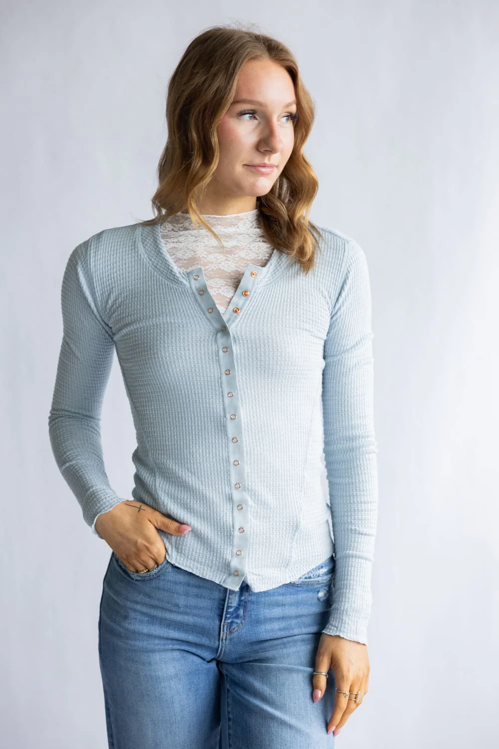 Free People Intimately Going Places Cardi for Women in Pearl Blue | OB2069818-4021-PEARLBLUE - Image 5