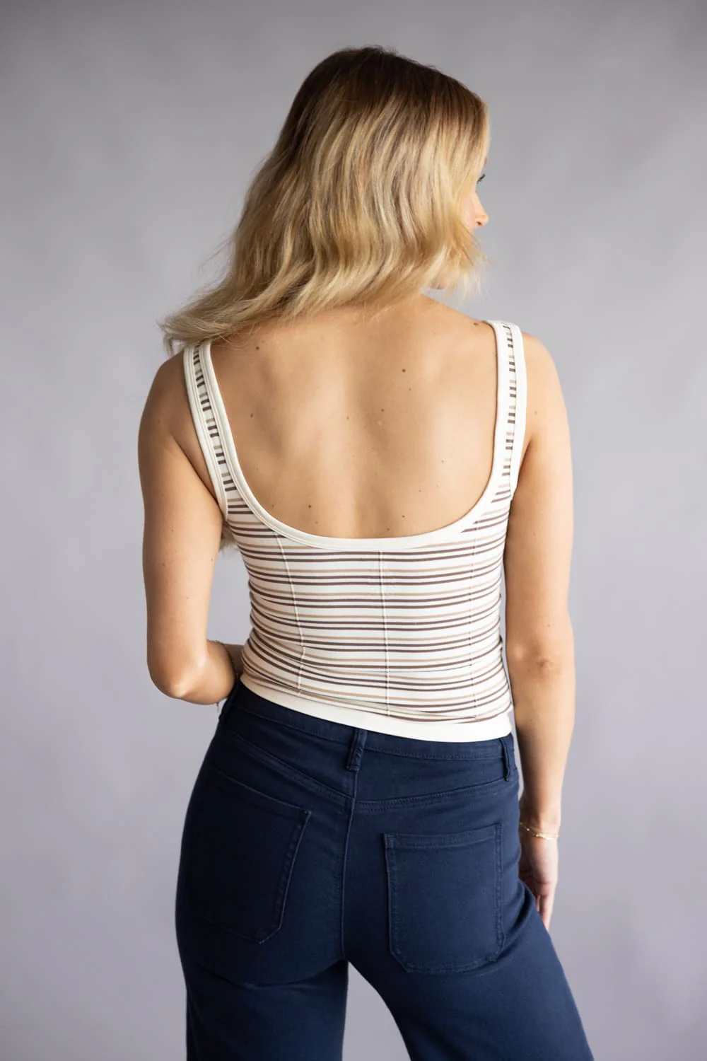 Free People Intimately Striped Simply Soft Cami for Women in Canyon Sunset | FP262-B-STRI-2200-CANYONSUNSET - Image 2