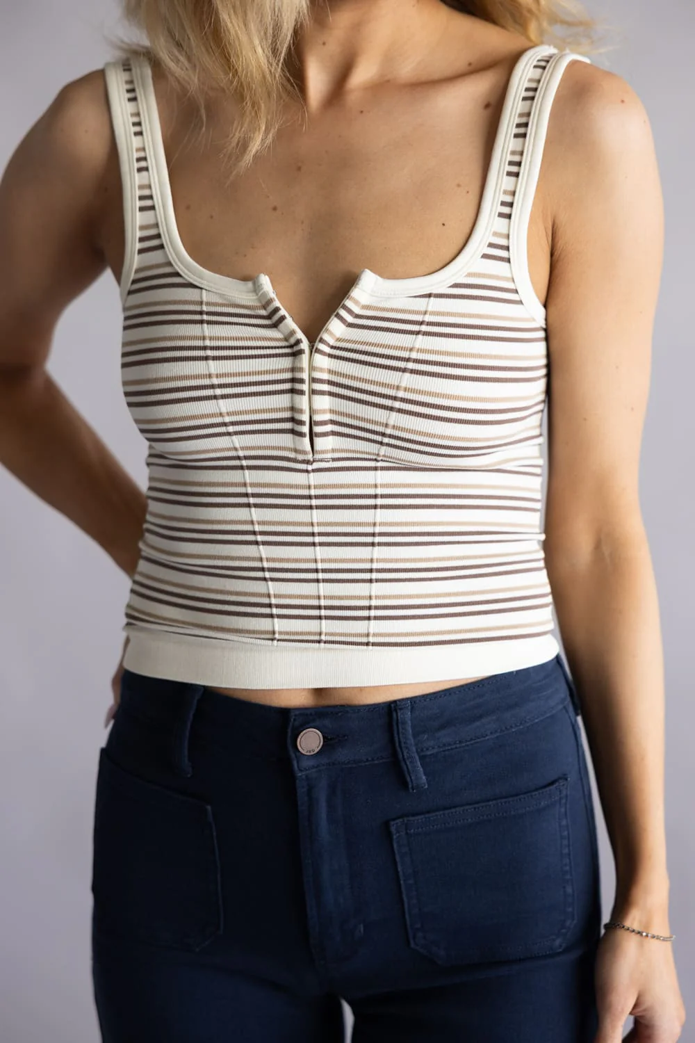 Free People Intimately Striped Simply Soft Cami for Women in Canyon Sunset | FP262-B-STRI-2200-CANYONSUNSET - Image 3