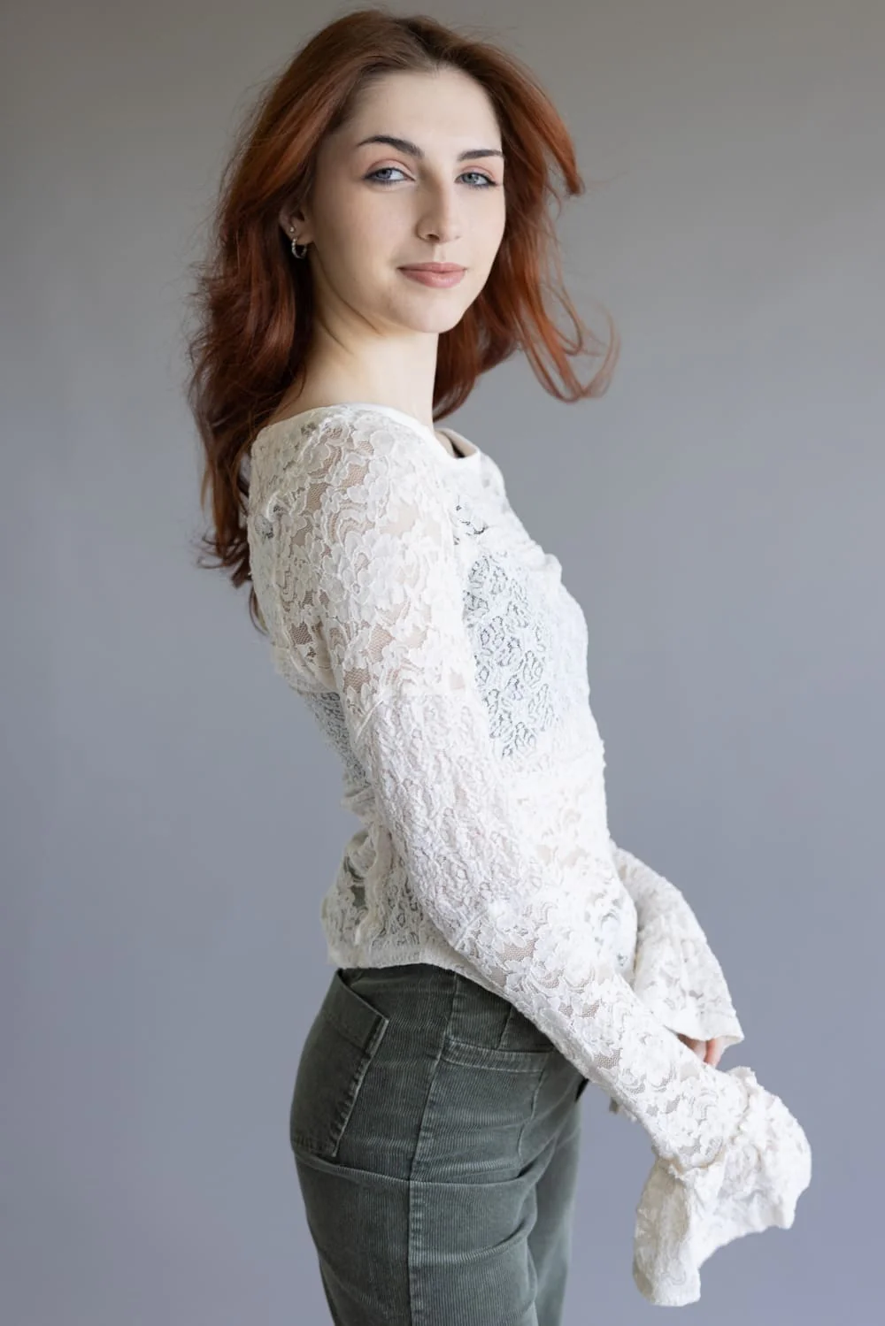 Free People Lace Bell Sleeve Sheer Cotton Blend Top for Women in Clean Ivory | OB2291557-1103-SUGARSWIZZLE - Image 7