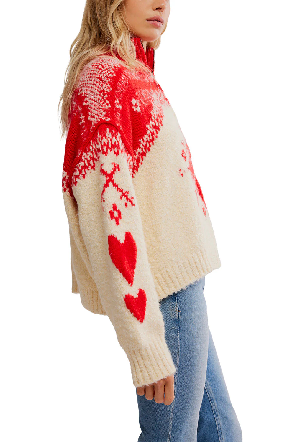Free People Mythical Knit Sweater for Women in Vanilla Scarlet Combo | OB2368207-1103-VANILLASCARLETCOMBO - Image 3