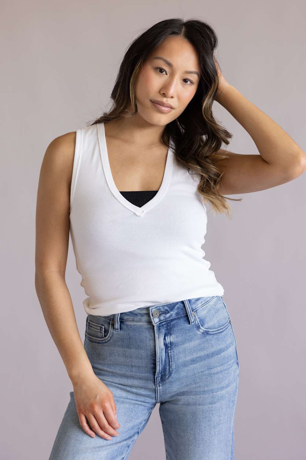 Free People We The Free Neria V-Neck Tank for Women in White | OB2180045-1103-IVORY - Image 3