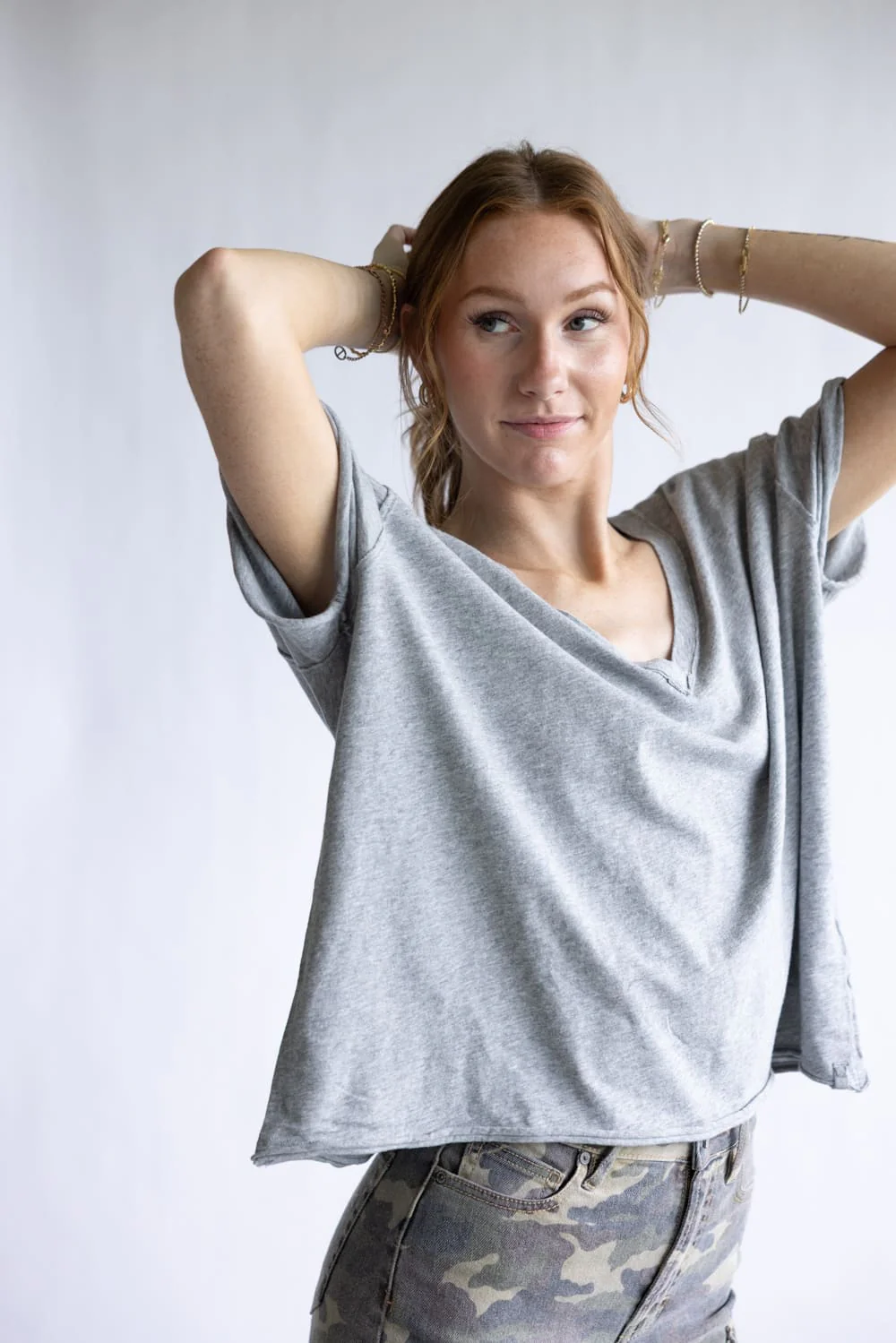 Free People We The Free Nina Tee for Women in Heather Grey | OB1984242-0016-HEATHERGREY - Image 3
