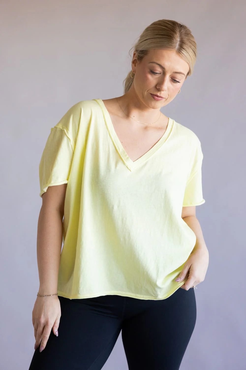 Free People We The Free Nina Tee for Women in Lemon Water  | OB1984242-7762-LEMONWATER - Image 2